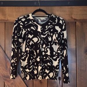 JCrew 100% cotton black and creme cardigan